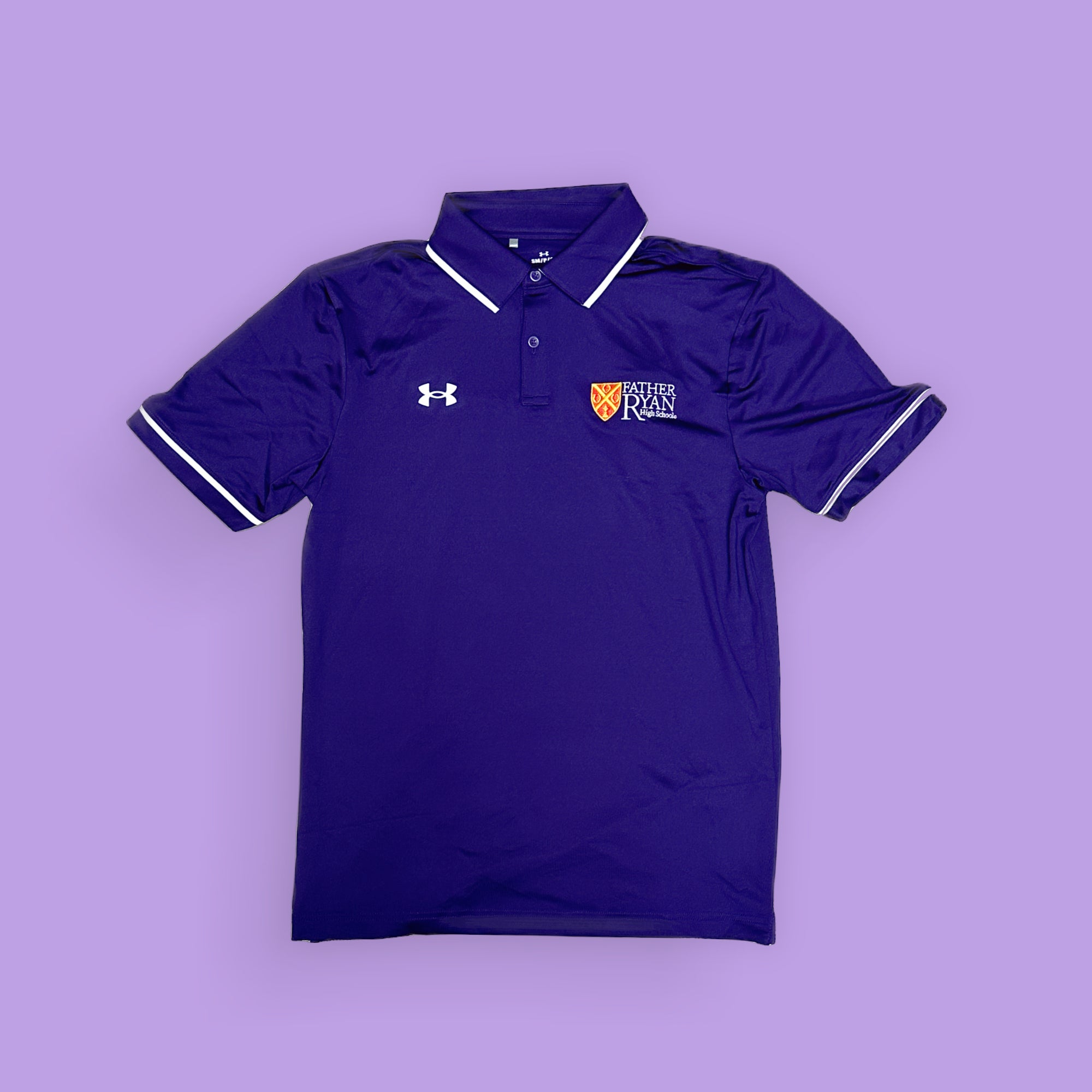 Purple under armour polo shop